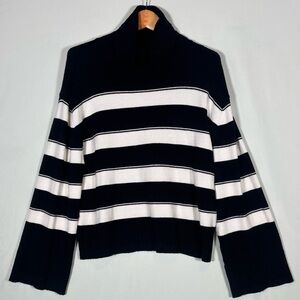 Laundry By Shelli Segal Black and White Striped Turtleneck Sweater